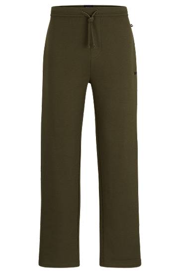 Hugo Boss Waffle Cotton-blend Pyjama Bottoms With Logo Embroidery In Green