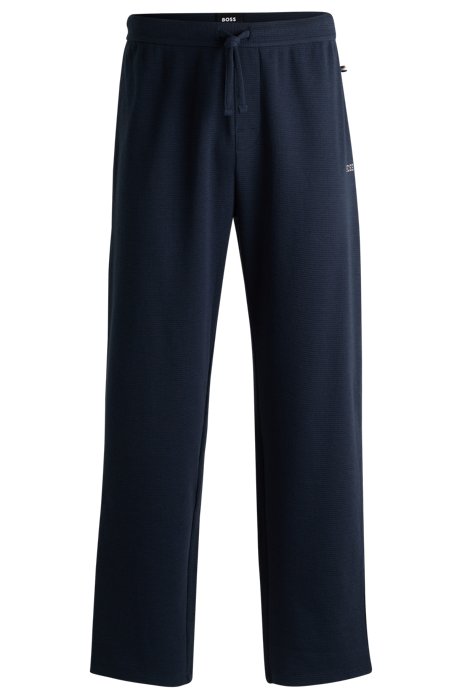 Pantaloni del pigiama in misto cotone con lavorazione a nido d'ape, Blu scuro