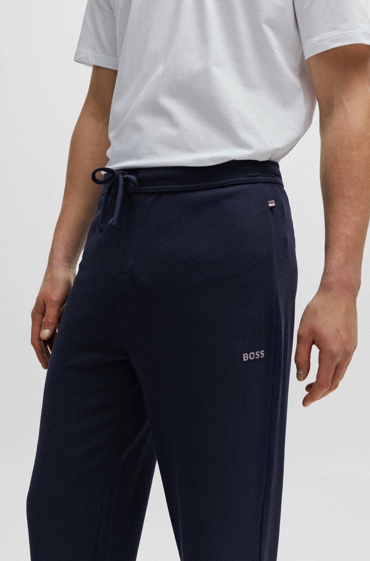 BOSS - Cotton-blend pyjama bottoms with embroidered logo