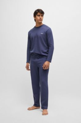 BOSS Pajama pants STRIPE in white / light blue