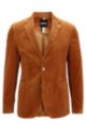 Slim-fit jacket in stretch-cotton corduroy, Brown