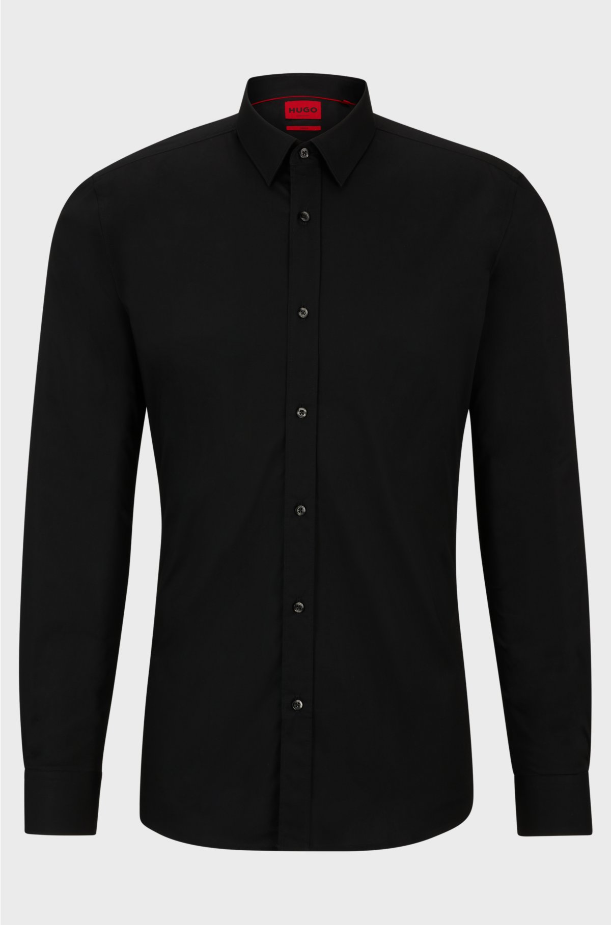 Extra-slim-fit shirt in stretch-cotton poplin, Black