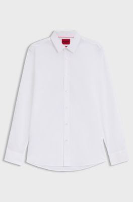 Chemise Extra Slim Fit en popeline de coton stretch, Blanc
