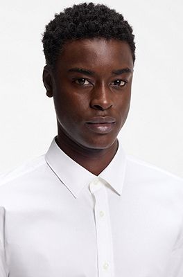 HUGO - Extra-slim-fit shirt in stretch-cotton poplin