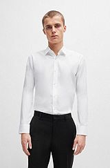 Extra-slim-fit shirt in stretch-cotton poplin, White