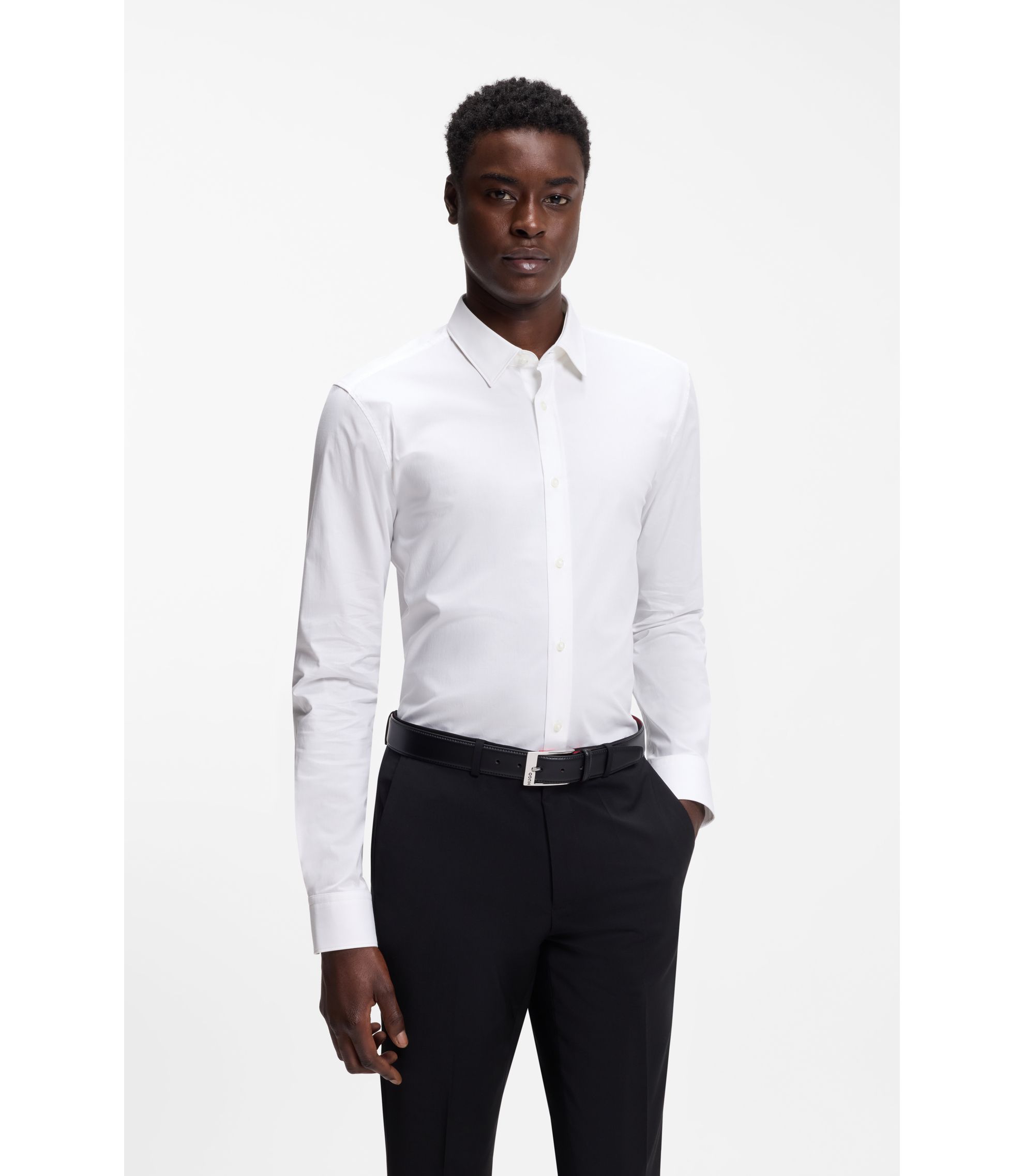 Extra Slim-Fit Hemd aus elastischer Baumwoll-Popeline