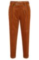 Tapered-fit trousers in stretch-cotton corduroy, Brown
