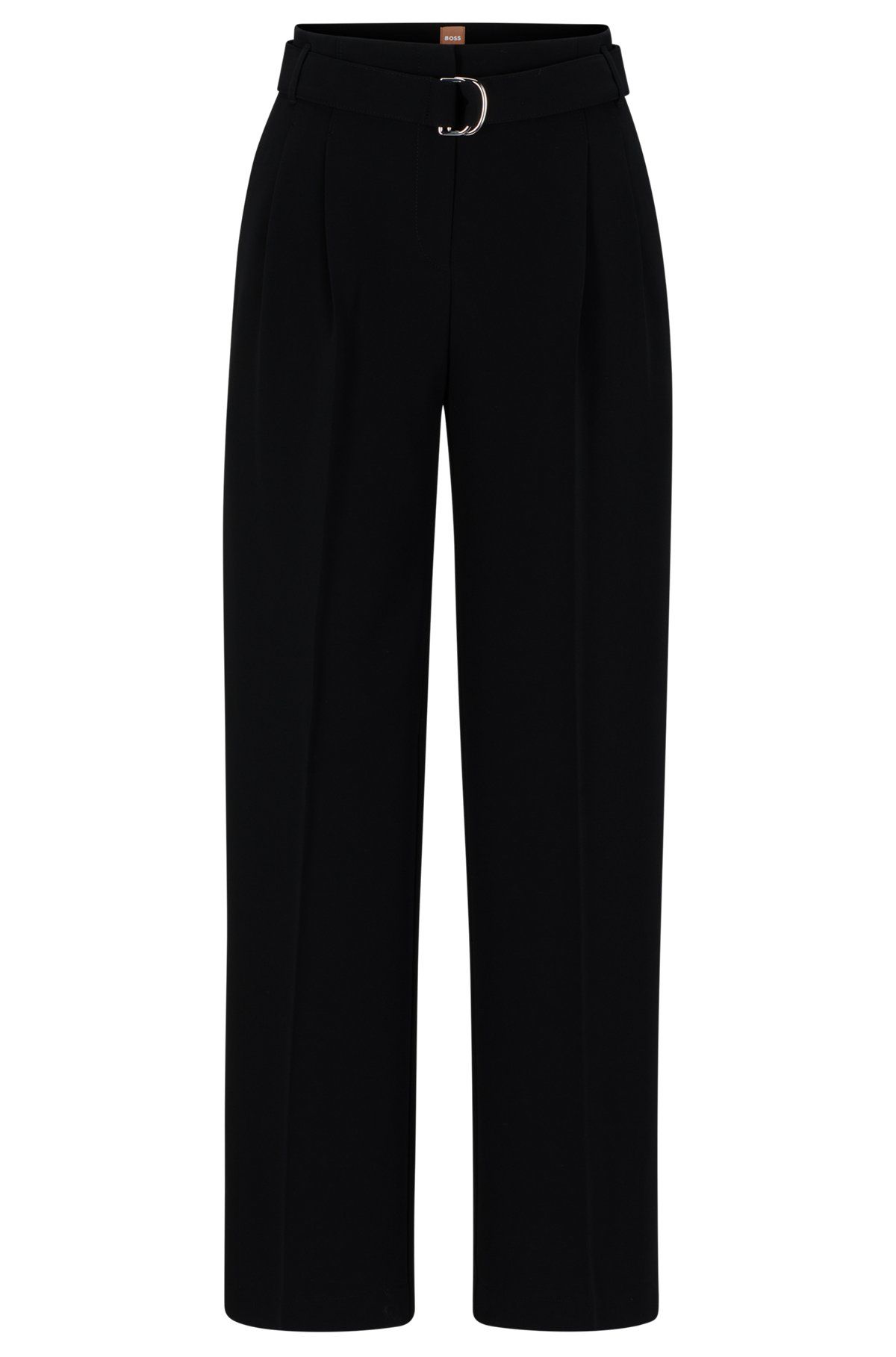 Relaxed-fit trousers in crease-resistant Japanese crepe, Black