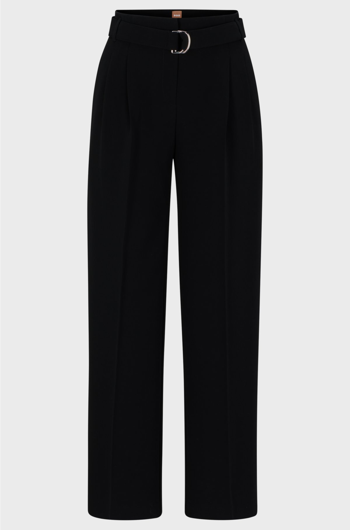 Relaxed-fit trousers in crease-resistant Japanese crepe, Black