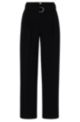 Relaxed-fit trousers in crease-resistant crepe, Black