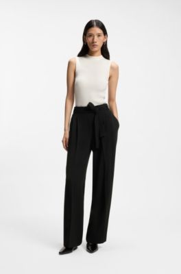 Relaxed-Fit Hose aus japanischem Krepp, Schwarz