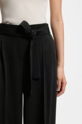 Relaxed-fit trousers in Japanese crepe, Black
