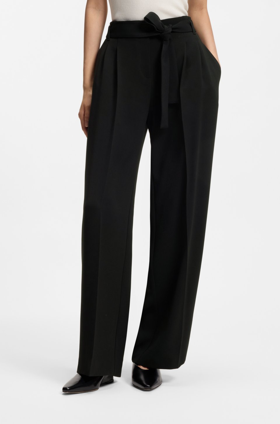 Relaxed-fit trousers in Japanese crepe