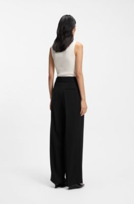 Relaxed-fit trousers in Japanese crepe, Black