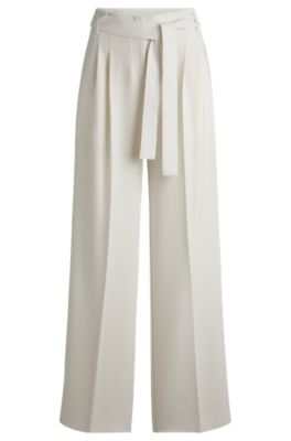 Relaxed-fit trousers in Japanese crepe, White