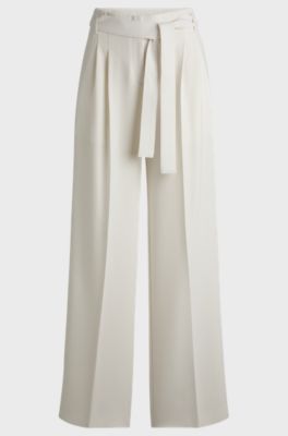 Relaxed-fit broek van Japanse cr&ecirc;pe, Wit