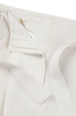 Relaxed-fit trousers in Japanese crepe, White