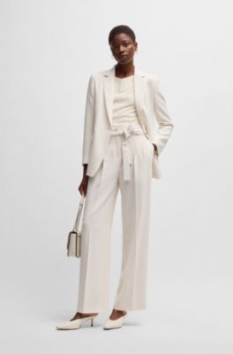 Relaxed-fit trousers in Japanese crepe, White