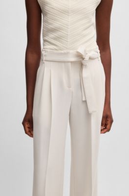 Relaxed-fit trousers in Japanese crepe, White