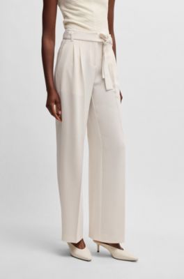 Relaxed-fit trousers in Japanese crepe, White