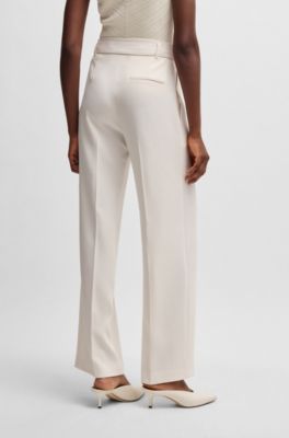 Relaxed-fit trousers in Japanese crepe, White