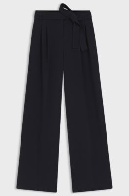 Relaxed-fit trousers in Japanese crepe, Dark Blue