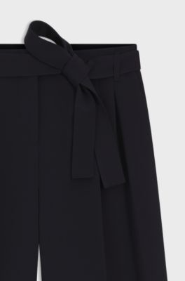 Pantaloni relaxed fit in cr&ecirc;pe giapponese, Blu scuro