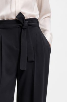 Relaxed-fit trousers in Japanese crepe, Dark Blue