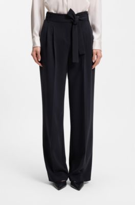 Relaxed-fit trousers in Japanese crepe, Dark Blue