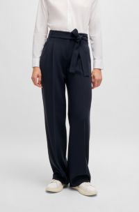 Relaxed-fit trousers in crease-resistant Japanese crepe, Dark Blue