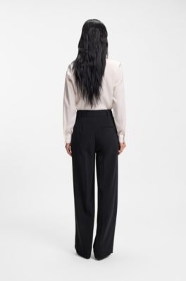 Pantaloni relaxed fit in cr&ecirc;pe giapponese, Blu scuro