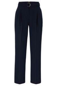 Relaxed-fit trousers in crease-resistant Japanese crepe, Dark Blue