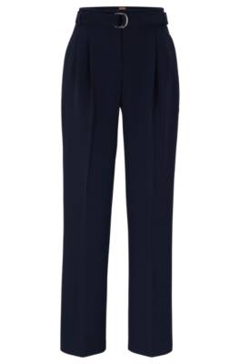 Hugo Boss Relaxed-fit Trousers In Crease-resistant Crepe