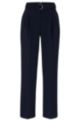 Relaxed-fit trousers in crease-resistant crepe, Dark Blue