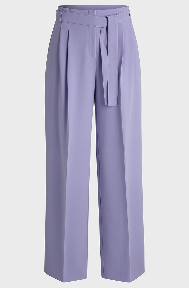 Relaxed-fit trousers in crease-resistant Japanese crepe, Light Purple