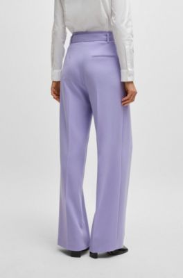 Relaxed-fit trousers in Japanese crepe, Light Purple
