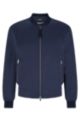 Slim-fit zip-up jacket in performance-stretch jersey, Dark Blue