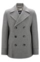 Wool-blend slim-fit coat with double-breasted closure, Grey