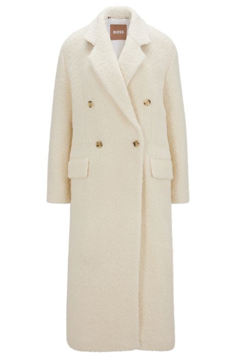 BOSS - Long-length double-breasted coat in alpaca-blend bouclé