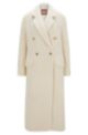 Long-length double-breasted coat in alpaca-blend bouclé, White