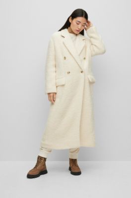 BOSS - Long-length double-breasted coat in alpaca-blend bouclé