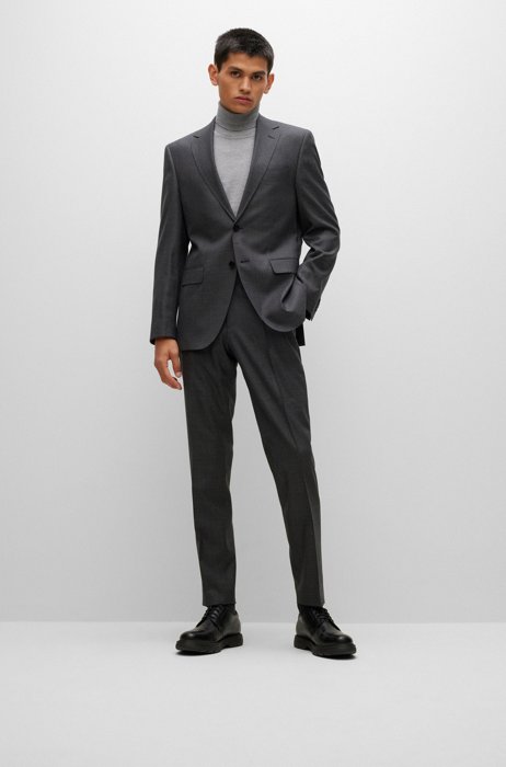Regular-fit suit in virgin-wool twill, Dark Grey