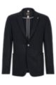 Slim-fit jacket in melange virgin-wool jersey, Dark Grey