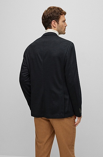 BOSS 博斯混色初剪羊毛平纹单面针织布修身夹克外套,  021_Dark Grey