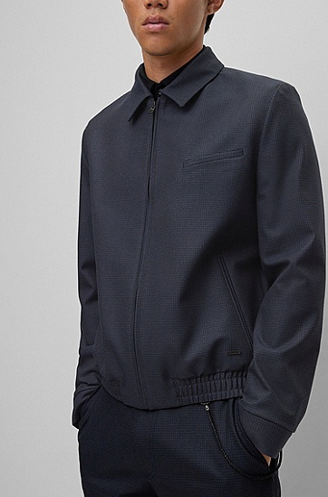 HUGO 雨果弹性功能面料修身衬衫款式夹克外套,  405_Dark Blue