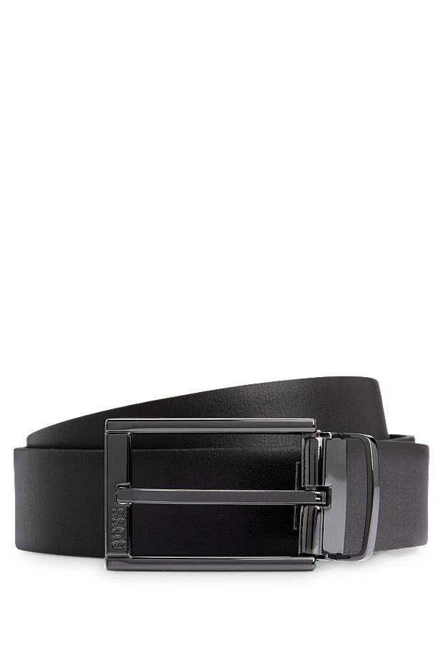 Reversible belt in Italian leather, Black