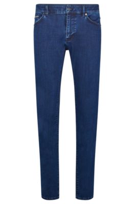 vertrekken pols verwennen BOSS - Regular-fit jeans in blue satin-touch denim