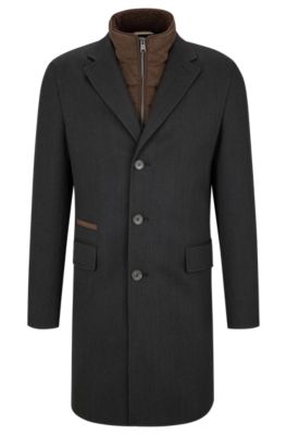 HUGO BOSS SLIM-FIT COAT WITH DETACHABLE ZIP-UP INNER