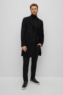 Hugo Boss Abrigo de lana gris claro moteado elegante Moda Abrigos Abrigos de lana 