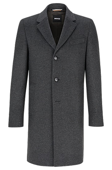 BOSS 博斯羊毛加羊绒修身版型外套,  030_Medium Grey